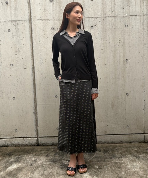 LE CIEL BLEU(ルシェルブルー)の「トロンプルイユカーディガン / Trompe-l'oeil Cardigan(ニット/セーター・レディース・ブラック/ボルドー/チャコールグレー・36)」の4枚目の写真