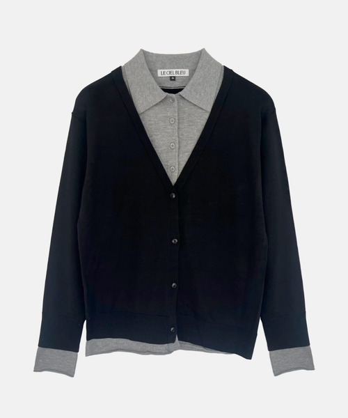 LE CIEL BLEU(ルシェルブルー)の「トロンプルイユカーディガン / Trompe-l'oeil Cardigan(ニット/セーター・レディース・ブラック/ボルドー/チャコールグレー・36)」の6枚目の写真