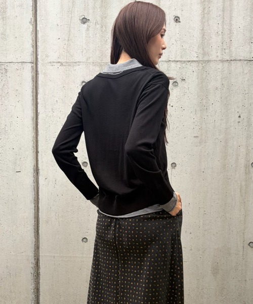 LE CIEL BLEU(ルシェルブルー)の「トロンプルイユカーディガン / Trompe-l'oeil Cardigan(ニット/セーター・レディース・ブラック/ボルドー/チャコールグレー・36)」の5枚目の写真