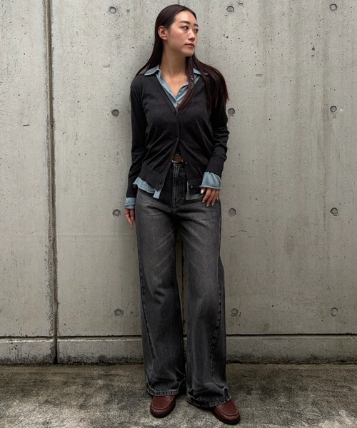 LE CIEL BLEU(ルシェルブルー)の「トロンプルイユカーディガン / Trompe-l'oeil Cardigan(ニット/セーター・レディース・ブラック/ボルドー/チャコールグレー・36)」の10枚目の写真