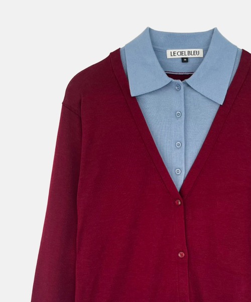 LE CIEL BLEU(ルシェルブルー)の「トロンプルイユカーディガン / Trompe-l'oeil Cardigan(ニット/セーター・レディース・ブラック/ボルドー/チャコールグレー・36)」の15枚目の写真