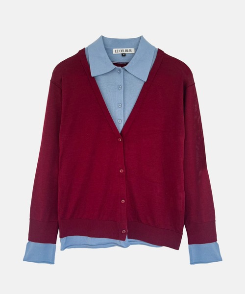 LE CIEL BLEU(ルシェルブルー)の「トロンプルイユカーディガン / Trompe-l'oeil Cardigan(ニット/セーター・レディース・ブラック/ボルドー/チャコールグレー・36)」の14枚目の写真