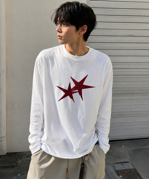 GRAVER ORDINARY（グレイバーオーディナリー）の「[ODNR UNISEX]ツインズスター ロングスリーブ Tシャツ_ホワイト（Tシャツ/カットソー・レディース・ホワイト・MEDIUM/LARGE）」の9枚目の写真