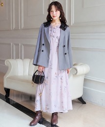フローラルプリントアイラッシュレースワンピース