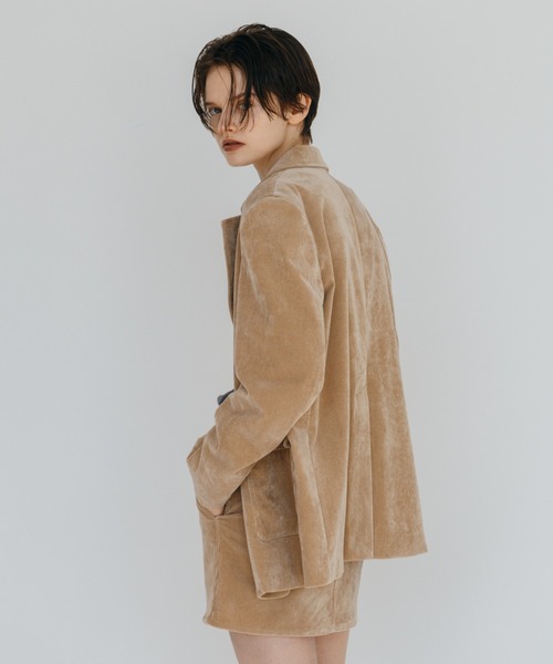 CREDONA(クレドナ)の「CORDUROY TAILORED JACKET/コーデュロイテーラードジャケット(テーラードジャケット・レディース・ネイビー/ベージュ・1/0)」の8枚目の写真