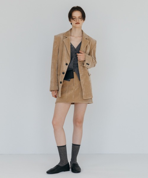 CREDONA(クレドナ)の「CORDUROY TAILORED JACKET/コーデュロイテーラードジャケット(テーラードジャケット・レディース・ネイビー/ベージュ・1/0)」の10枚目の写真