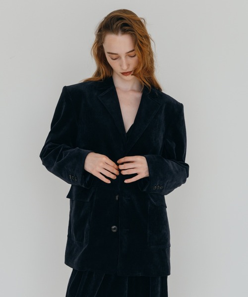 CREDONA(クレドナ)の「CORDUROY TAILORED JACKET/コーデュロイテーラードジャケット(テーラードジャケット・レディース・ネイビー/ベージュ・1/0)」の13枚目の写真
