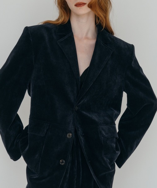 CREDONA(クレドナ)の「CORDUROY TAILORED JACKET/コーデュロイテーラードジャケット(テーラードジャケット・レディース・ネイビー/ベージュ・1/0)」の15枚目の写真