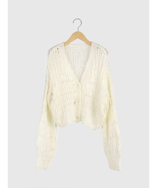 FIKA.(フィーカ)の「Chunky open knit cardigan(カーディガン/ボレロ・レディース・ブラック/レッド/オフホワイト・MEDIUM)」の1枚目の写真