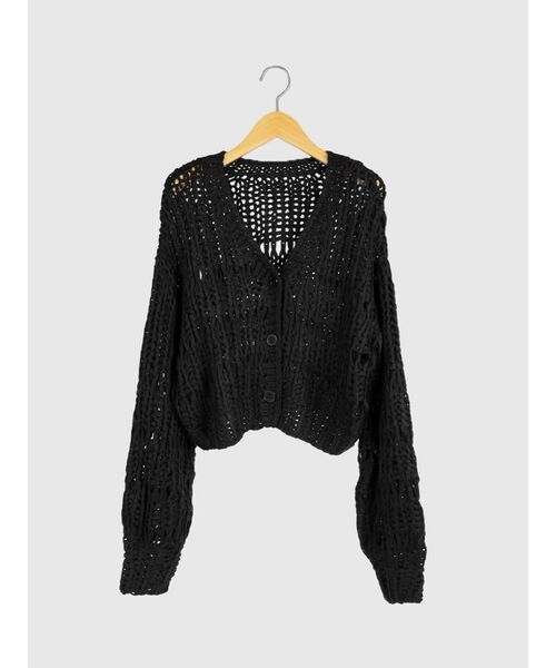 FIKA.(フィーカ)の「Chunky open knit cardigan(カーディガン/ボレロ・レディース・ブラック/レッド/オフホワイト・MEDIUM)」の2枚目の写真