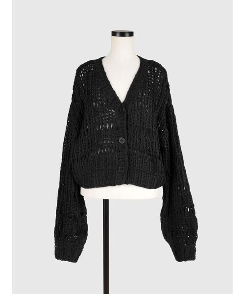 FIKA.(フィーカ)の「Chunky open knit cardigan(カーディガン/ボレロ・レディース・ブラック/レッド/オフホワイト・MEDIUM)」の4枚目の写真