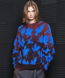 《UNISEX》フラワーグラデーションプライムオーバーシャギーニットセーター/Flower Gradation Prime-Over Shaggy Knit Sweater【MAISON SPECIAL/メゾンスペシャル】