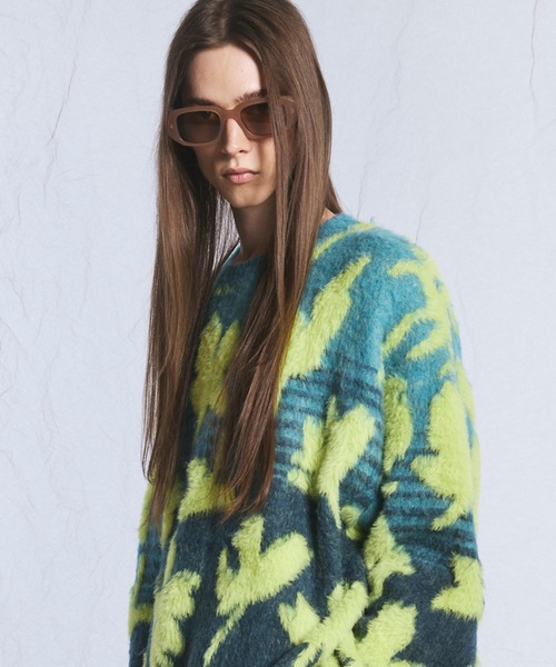 MAISON SPECIAL(メゾンスペシャル)の「《UNISEX》フラワーグラデーションプライムオーバーシャギーニットセーター/Flower Gradation Prime-Over Shaggy Knit Sweater【MAISON SPECIAL/メゾンスペシャル】(ニット/セーター・メンズ・ライトグリーン/バーガンディー・1/0/2)」の10枚目の写真