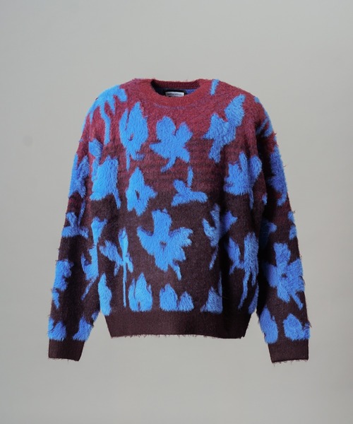 MAISON SPECIAL(メゾンスペシャル)の「《UNISEX》フラワーグラデーションプライムオーバーシャギーニットセーター/Flower Gradation Prime-Over Shaggy Knit Sweater【MAISON SPECIAL/メゾンスペシャル】(ニット/セーター・メンズ・ライトグリーン/バーガンディー・1/0/2)」の14枚目の写真