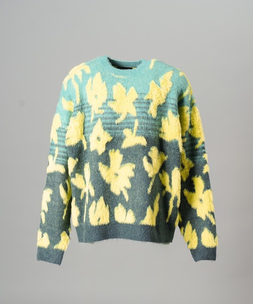 MAISON SPECIAL(メゾンスペシャル)の「《UNISEX》フラワーグラデーションプライムオーバーシャギーニットセーター/Flower Gradation Prime-Over Shaggy Knit Sweater【MAISON SPECIAL/メゾンスペシャル】(ニット/セーター・メンズ・ライトグリーン/バーガンディー・1/0/2)」の15枚目の写真