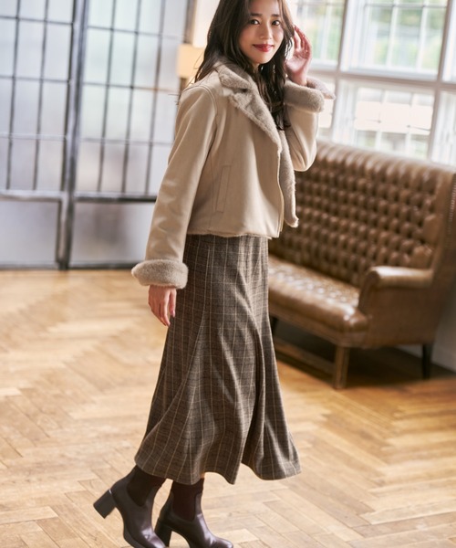 MISCH MASCH(ミッシュマッシュ)の「2026秋冬新作 チェック柄ペプラムテーラージャンスカ(ワンピース・レディース・ブラック/ブラウン・S/M)」の6枚目の写真