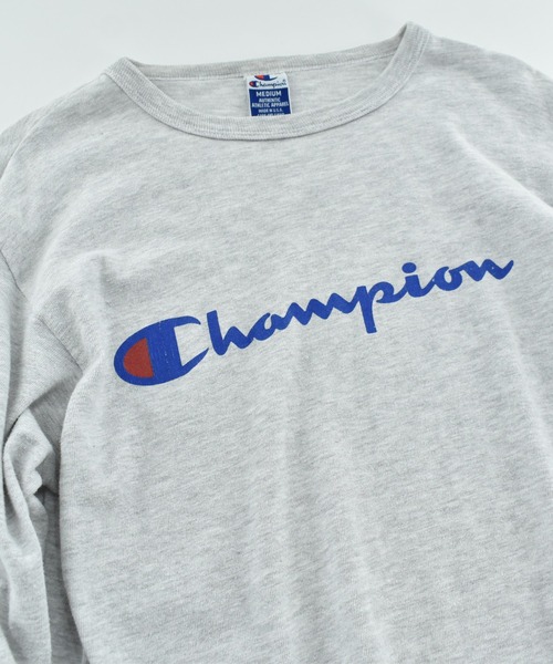 Champion(チャンピオン)の「【USED】90's Champion ロゴ ロングスリーブ Tシャツ USA製(Tシャツ/カットソー・メンズ・グレー・MEDIUM)」の2枚目の写真