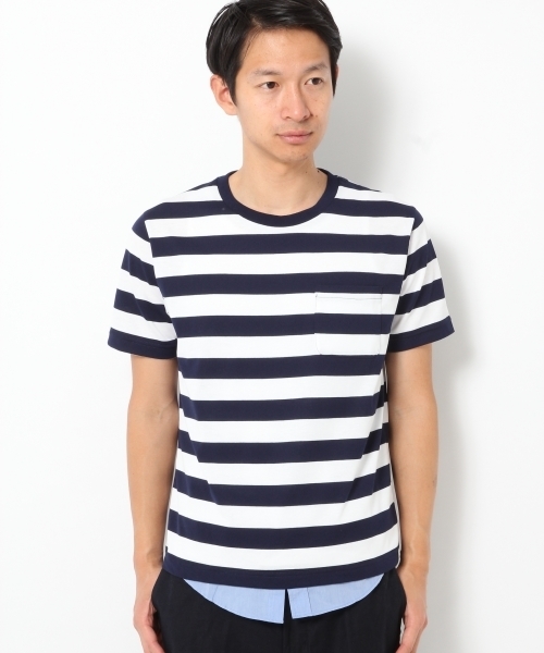 GLOBAL WORK（グローバルワーク）の「【吸水速乾】シャツレイヤー半袖/712584（Tシャツ/カットソー・メンズ・ホワイト/ネイビー/オフホワイト/ブルー/ダークブルー/グレー/ライトパープル・SMALL/LARGE/MEDIUM/X-LARGE）」の2枚目の写真