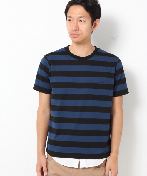 GLOBAL WORK（グローバルワーク）の「【吸水速乾】シャツレイヤー半袖/712584（Tシャツ/カットソー・メンズ・ホワイト/ネイビー/オフホワイト/ブルー/ダークブルー/グレー/ライトパープル・SMALL/LARGE/MEDIUM/X-LARGE）」の5枚目の写真