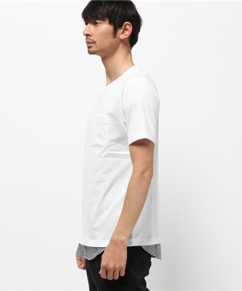 GLOBAL WORK（グローバルワーク）の「【吸水速乾】シャツレイヤー半袖/712584（Tシャツ/カットソー・メンズ・ホワイト/ネイビー/オフホワイト/ブルー/ダークブルー/グレー/ライトパープル・SMALL/LARGE/MEDIUM/X-LARGE）」の12枚目の写真