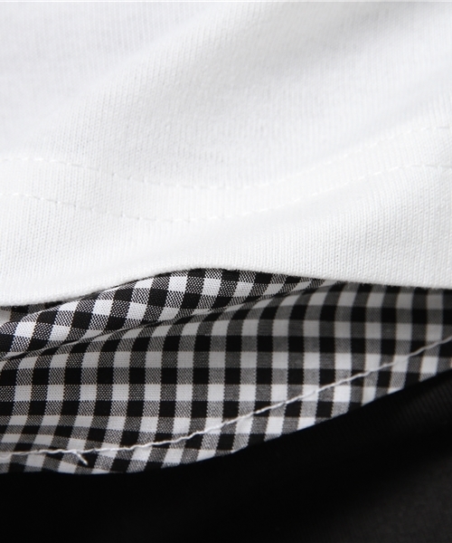 GLOBAL WORK（グローバルワーク）の「【吸水速乾】シャツレイヤー半袖/712584（Tシャツ/カットソー・メンズ・ホワイト/ネイビー/オフホワイト/ブルー/ダークブルー/グレー/ライトパープル・SMALL/LARGE/MEDIUM/X-LARGE）」の8枚目の写真