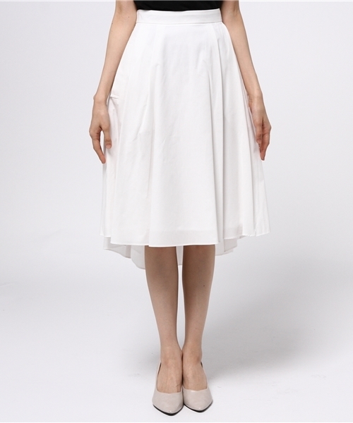 31 Sons de mode(トランテアン ソン ドゥ モード)の「シャツ地イレギュラーヘムフレアスカート(スカート・レディース・オフホワイト/ピンク・38/36)」の3枚目の写真