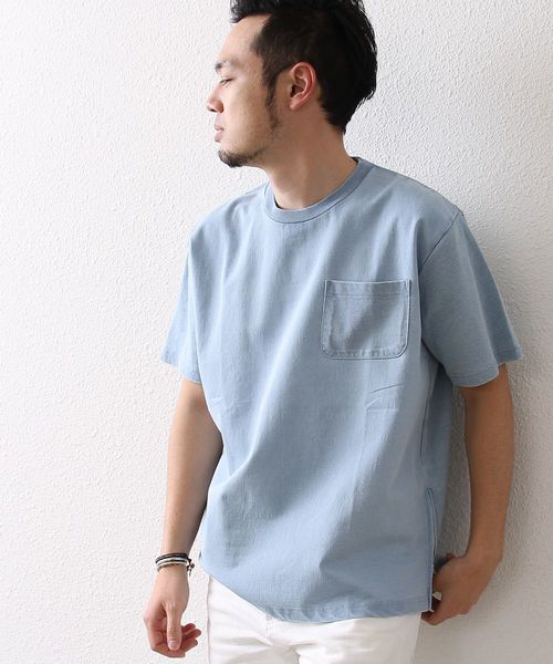 coen（コーエン）の「インディゴコンビTシャツ 77§（Tシャツ/カットソー・メンズ・ライトブルー/ロイヤルブルー・MEDIUM/X-LARGE/LARGE/SMALL）」の2枚目の写真