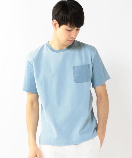 coen（コーエン）の「インディゴコンビTシャツ 77§（Tシャツ/カットソー・メンズ・ライトブルー/ロイヤルブルー・MEDIUM/X-LARGE/LARGE/SMALL）」の3枚目の写真