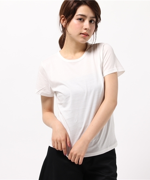 MOUSSY（マウジー）の「TINY T-SHIRT Ⅱ（Tシャツ/カットソー・レディース・ライトピンク/ブラック/ホワイト/ネイビー・FREE）」の14枚目の写真