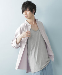 MONO-MART | 杢ツインロールネックタンク 裾ラウンドロングタンク(Heather mix)(タンクトップ)