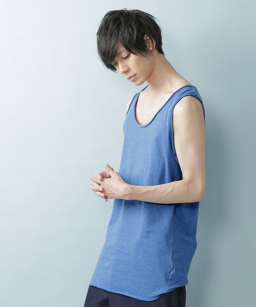 MONO-MART(モノマート)の「ツインロールネックタンク 裾ラウンドロングタンク(Heather mix)(タンクトップ・メンズ・ブルー系その他/ロイヤルブルー/マスタード/ピンク/チャコール/オートミール/ネイビー/カーキ/グレー/レッド/ブルー系その他2/ワイン/ブラック/スモークピンク/エメラルド/ホワイト・L/M/XL/S)」の11枚目の写真