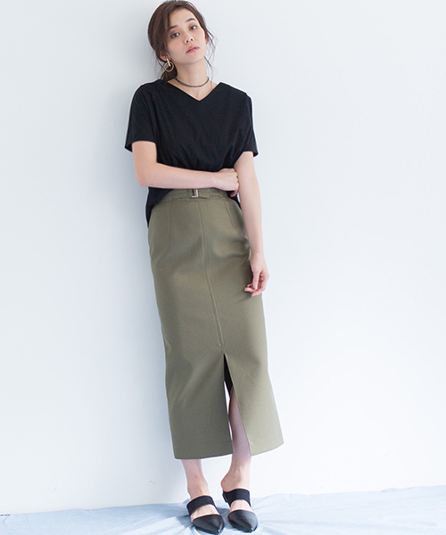 STUDIOUS(ステュディオス)の「STUDIOUS ロングIラインスカート(スカート・レディース・カーキ/ベージュ・0/1)」の4枚目の写真