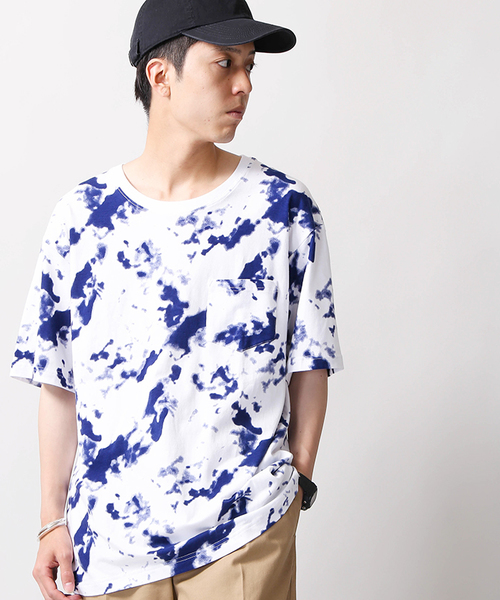 WEGO（ウィゴー）の「WEGO/タイダイプリントカットソー（Tシャツ/カットソー・メンズ・ピンク/オレンジ/ネイビー/ブラック・MEDIUM/LARGE）」の3枚目の写真