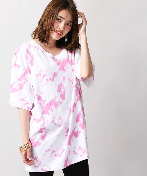 WEGO（ウィゴー）の「WEGO/タイダイプリントカットソー（Tシャツ/カットソー・メンズ・ピンク/オレンジ/ネイビー/ブラック・MEDIUM/LARGE）」の11枚目の写真