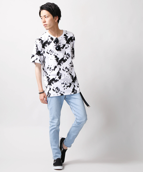 WEGO（ウィゴー）の「WEGO/タイダイプリントカットソー（Tシャツ/カットソー・メンズ・ピンク/オレンジ/ネイビー/ブラック・MEDIUM/LARGE）」の12枚目の写真