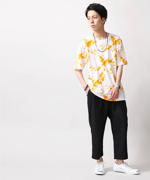 WEGO（ウィゴー）の「WEGO/タイダイプリントカットソー（Tシャツ/カットソー・メンズ・ピンク/オレンジ/ネイビー/ブラック・MEDIUM/LARGE）」の19枚目の写真