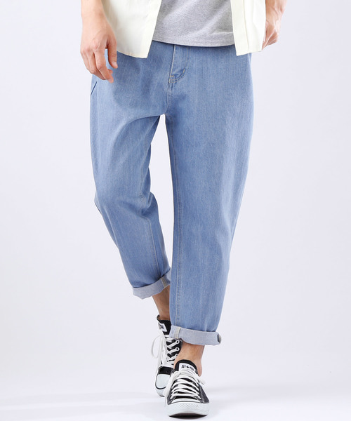 MONO-MART（モノマート）の「ワイドテーパード バギーデニムパンツ(10oz DENIM)（デニムパンツ・メンズ・ワンウォッシュ/ブラック/ライトインディゴブルー/ブルー系その他・M/L）」の3枚目の写真