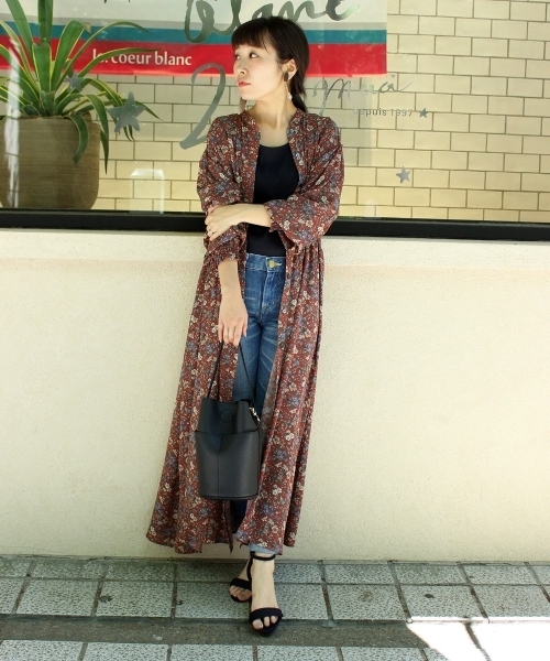 le.coeur blanc（ルクールブラン）の「【WEB限定PRICE】ビンテージフラワーロングシャツワンピース（シャツワンピース・レディース・イエロー系その他/レッド系その他2・FREE）」の8枚目の写真