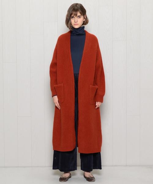 H　BEAUTY&YOUTH UNITED ARROWS（エイチビューティーアンドユースユナイテッドアローズ）の「＜H＞HAMILTON WOOL MIX GOWN/ｶｰﾃﾞｨｶﾞﾝ（カーディガン/ボレロ・レディース・ネイビー/オレンジ/パープル・MEDIUM/SMALL）」の4枚目の写真