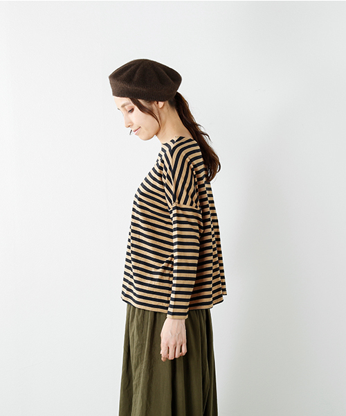 NaRu（ナル）の「「NARU/ナル」aranciato別注 天竺コットン前後ボーダー2way七分袖ワイドプルオーバー（Tシャツ/カットソー・レディース・ホワイト×ブラック/ブラック×ホワイト/ホワイト系その他/ブラック系その他・1）」の5枚目の写真