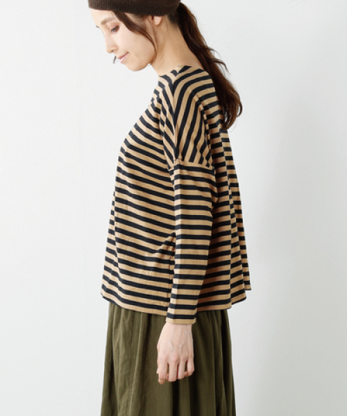 NaRu（ナル）の「「NARU/ナル」aranciato別注 天竺コットン前後ボーダー2way七分袖ワイドプルオーバー（Tシャツ/カットソー・レディース・ホワイト×ブラック/ブラック×ホワイト/ホワイト系その他/ブラック系その他・1）」の13枚目の写真