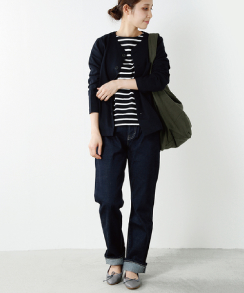 NaRu（ナル）の「「NARU/ナル」aranciato別注 天竺コットン前後ボーダー2way七分袖ワイドプルオーバー（Tシャツ/カットソー・レディース・ホワイト×ブラック/ブラック×ホワイト/ホワイト系その他/ブラック系その他・1）」の16枚目の写真