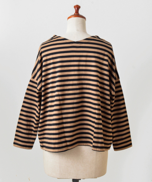 NaRu（ナル）の「「NARU/ナル」aranciato別注 天竺コットン前後ボーダー2way七分袖ワイドプルオーバー（Tシャツ/カットソー・レディース・ホワイト×ブラック/ブラック×ホワイト/ホワイト系その他/ブラック系その他・1）」の22枚目の写真