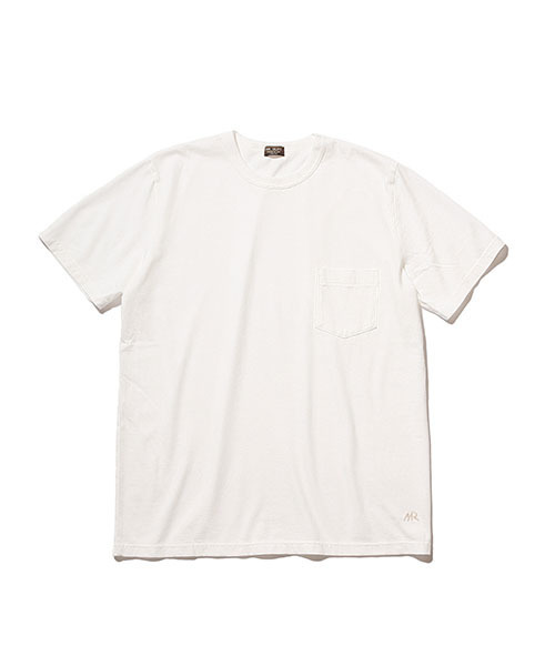 MR.OLIVE(ミスターオリーブ)の「ピグメントダイ レーヨン/コットン天竺 / ワンポイント Tシャツ(Tシャツ/カットソー・メンズ・カーキ/オフホワイト/サーモンピンク/ネイビー・LARGE/SMALL/MEDIUM/X-LARGE)」の5枚目の写真