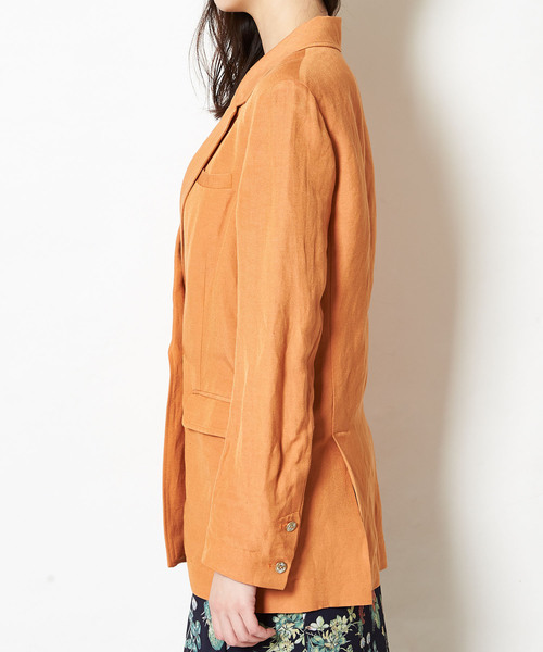 NINE（ナイン）の「リネンキャンバスジャケット（テーラードジャケット・レディース・オレンジ/アイボリー・0/1）」の5枚目の写真