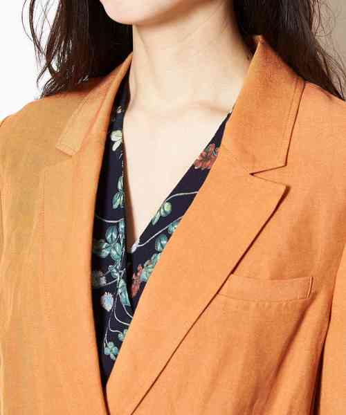 NINE（ナイン）の「リネンキャンバスジャケット（テーラードジャケット・レディース・オレンジ/アイボリー・0/1）」の8枚目の写真