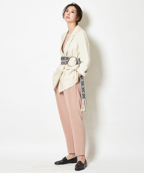 NINE（ナイン）の「リネンキャンバスジャケット（テーラードジャケット・レディース・オレンジ/アイボリー・0/1）」の12枚目の写真