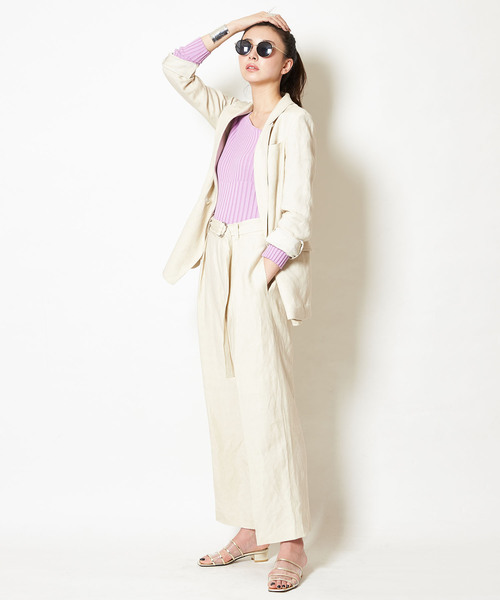 NINE（ナイン）の「リネンキャンバスジャケット（テーラードジャケット・レディース・オレンジ/アイボリー・0/1）」の13枚目の写真