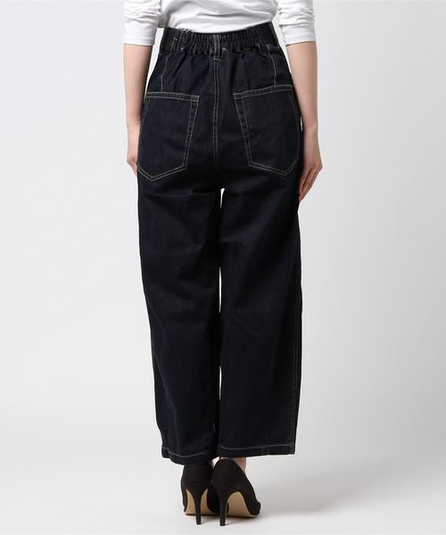 DOUBLE NAME（ダブルネーム）の「デニムテーパードパンツ（デニムパンツ・レディース・ネイビー/ブルー/A・FREE）」の9枚目の写真