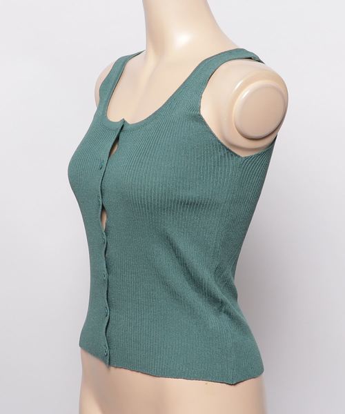 NIKKI ダークグリーン リブタンクトップ NIKKI ダークグリーン リブタンクトップ
